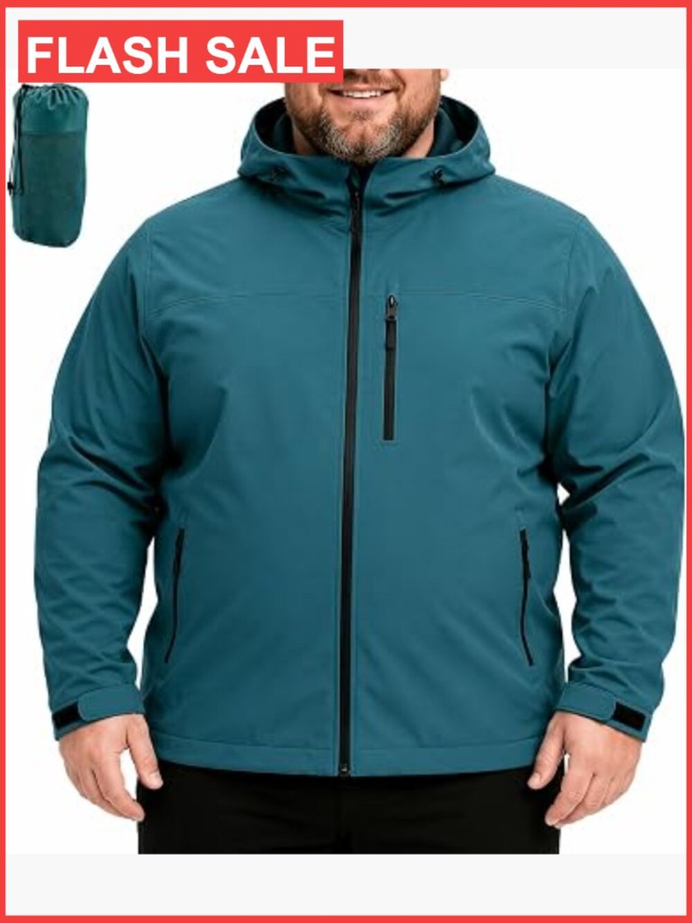 Men's Waterproof Rain Jacket Lightweight Hooded Windbreaker for Outdoor Hiking